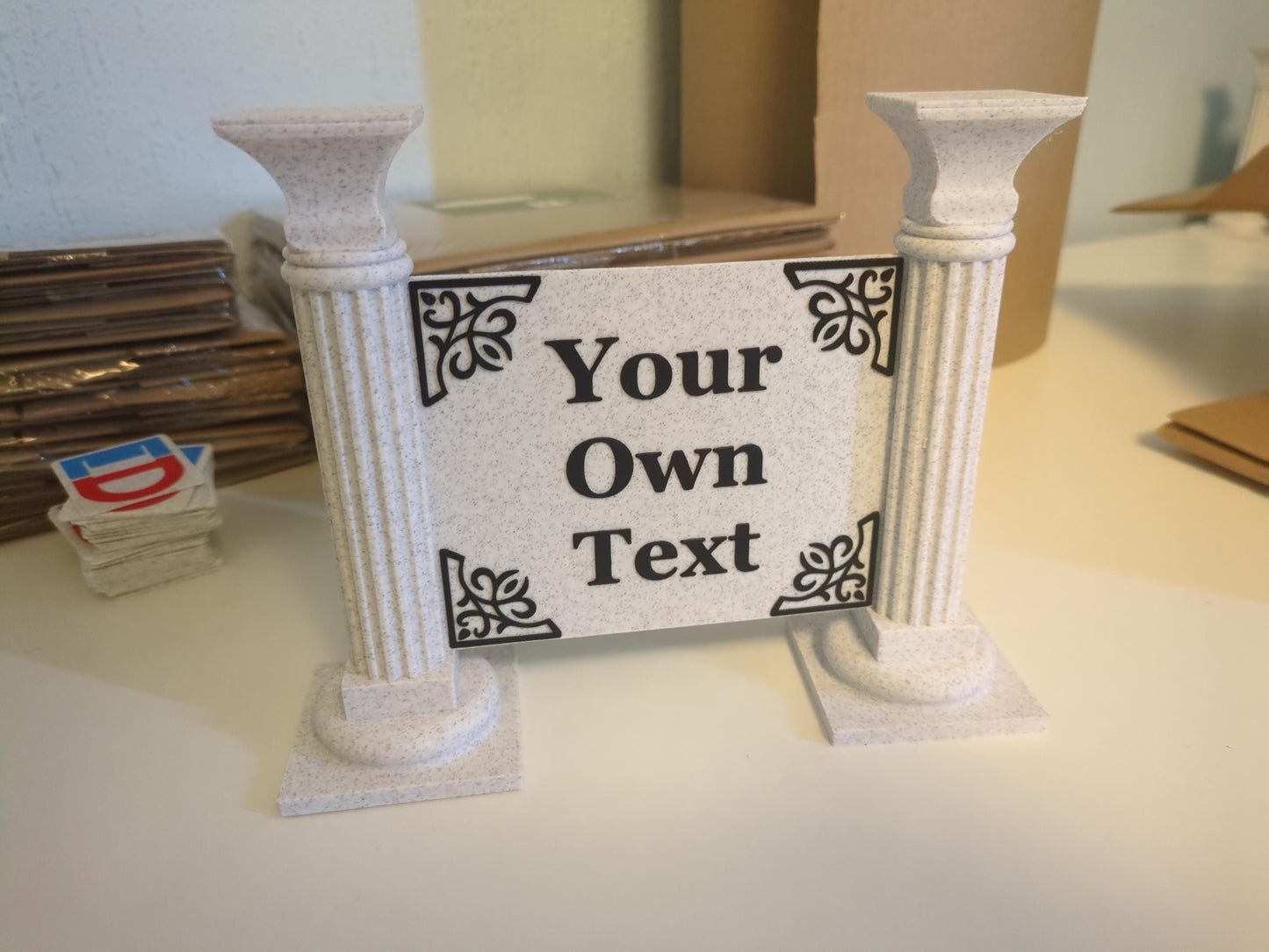 Custom text sign with columns V2