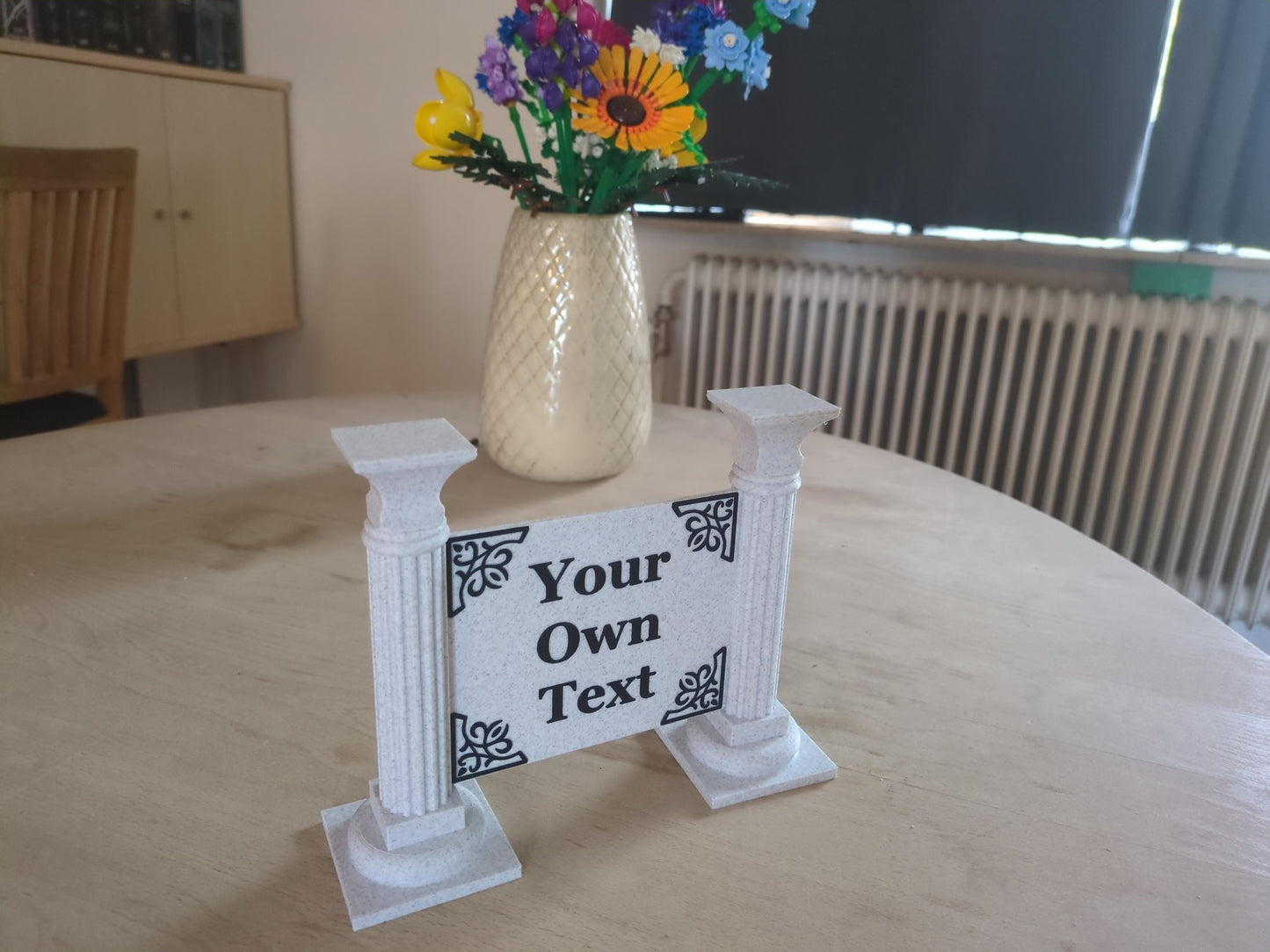Custom text sign with columns V2