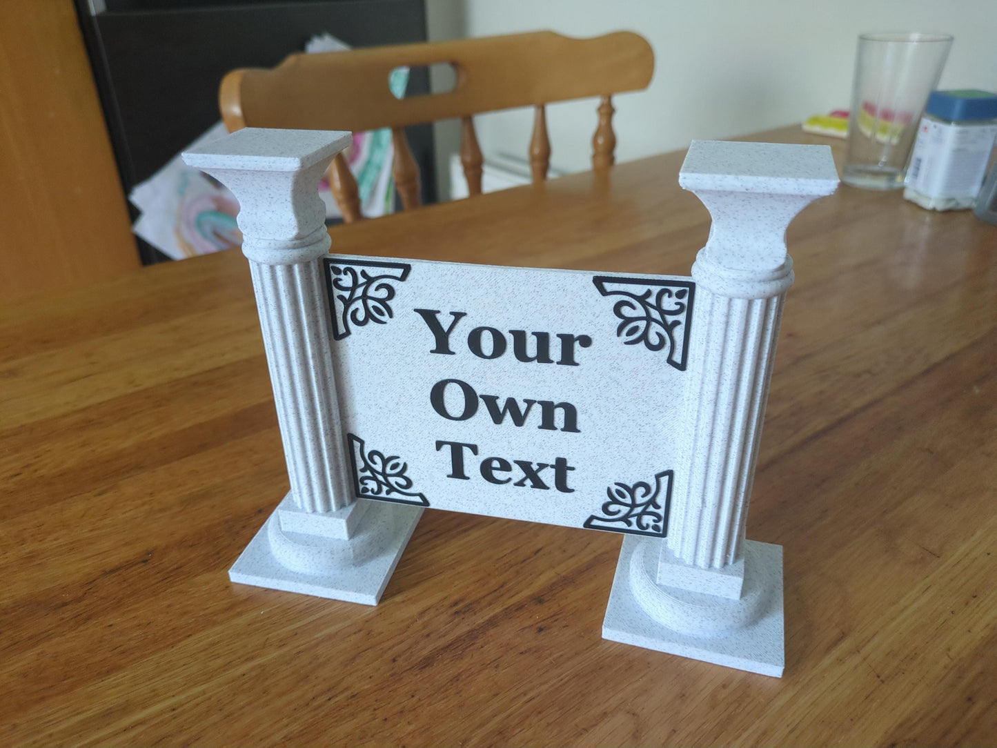 Custom text sign with columns V2