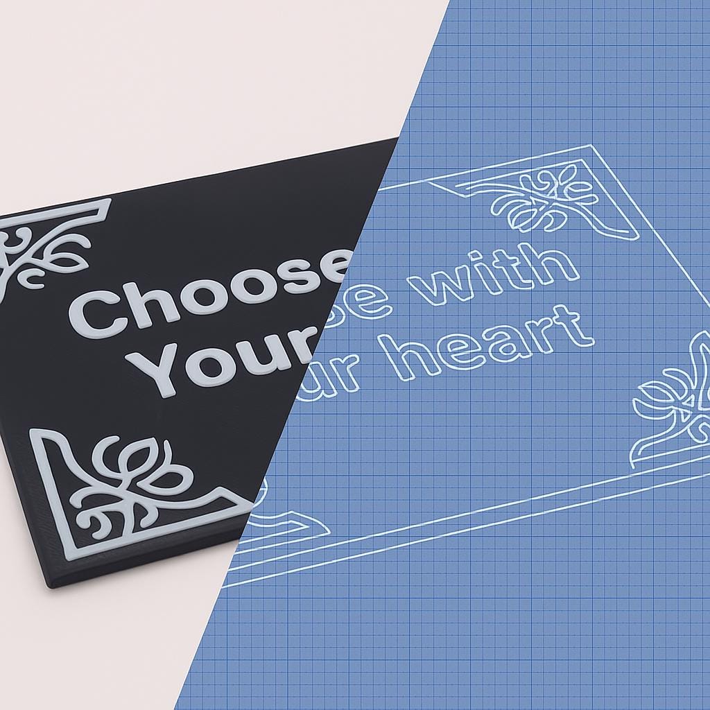 Choose with your heart - Quote plate (for Column holder with slot)