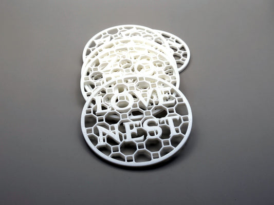 “Love Nest” bordskåner sæt – 3D-printede med 8-kantet designerholder