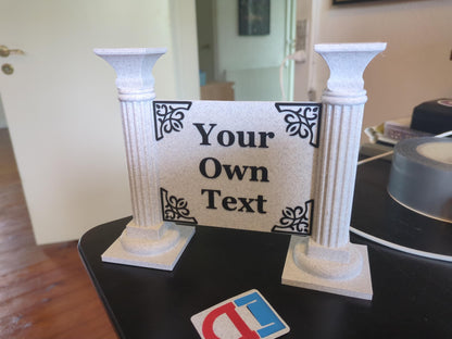 Custom text sign with columns V2
