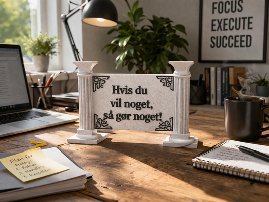 3D-printet citatskilt med søjler – “Hvis du vil noget, så gør noget”